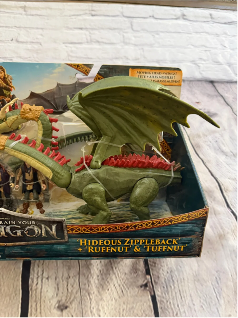 NEW How to Train Your Dragon Hideous Zippleback + Twins Action Figures Green On